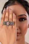 Buy_Anana_Red Stones Ruby Adjustable Silver Plated Ring _at_Aza_Fashions