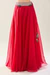 Buy_Prisho_Red Sequins, Beads, Embroidery Square , Open Maal Cape Skirt Set _Online_at_Aza_Fashions