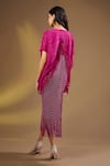 Shop_Ajiesh Oberoi_Pink Silk Fringe V-neck Ruby Delight Dress _at_Aza_Fashions