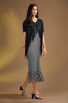Buy_Ajiesh Oberoi_Black Silk Fringe V-neck Chevron Dress _at_Aza_Fashions