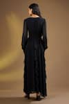 Shop_Ajiesh Oberoi_Black Silk V-neck Ruffle Charm Dress _at_Aza_Fashions