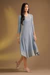 Buy_Ajiesh Oberoi_Gray Silk V-neck Silver Grace Designer Dress _at_Aza_Fashions