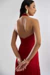 Shop_Aroka_Red Modal, Satin Halter Neck Desire Dress_at_Aza_Fashions