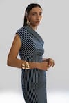 Shop_Aroka_Navy Denim One Shoulder Stripe Dress _Online_at_Aza_Fashions