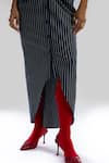 Shop_Aroka_Navy Denim Notched Neck Offset Stripe Dress _Online_at_Aza_Fashions