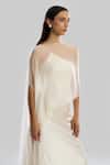 Shop_Aroka_Ivory Chiffon Asymmetric Aura Gown With Cape _Online_at_Aza_Fashions