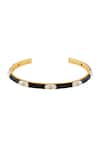Shop_Isharya_Black Crystals Noir Orbit Cuff Bracelet_at_Aza_Fashions