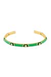 Shop_Isharya_Green Crystals Verdant Vision Cuff Bracelet_at_Aza_Fashions