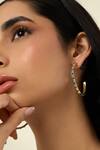 Buy_Isharya_Gold Plated Zari Luna Luxe Enamel Hoop Earrings _at_Aza_Fashions