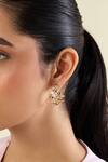 Buy_Isharya_Gold Plated Crystals Celestia Eye Hoops _at_Aza_Fashions