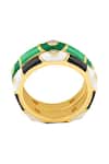 Buy_Isharya_Green Crystals Mystic Gaze Enamel Ring Stack _Online_at_Aza_Fashions