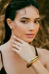 Buy_Varnika Arora_Gold Plated Circlet Black Enamel Bangle _at_Aza_Fashions
