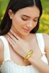Buy_Varnika Arora_Gold Plated Circlet Green Enamel Bangle _at_Aza_Fashions