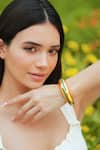 Buy_Varnika Arora_Gold Plated Circlet Green Enamel Bangle _Online_at_Aza_Fashions