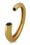 Shop_Varnika Arora_Gold Plated Hexa Black Enamel Cuff _at_Aza_Fashions