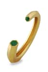 Shop_Varnika Arora_Gold Plated Hexa Green Enamel Cuff _at_Aza_Fashions