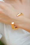 Buy_Varnika Arora_Gold Plated Hexa White Enamel Cuff _at_Aza_Fashions
