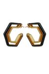 Shop_Varnika Arora_Gold Plated Devine Black Enamel Earrings _at_Aza_Fashions