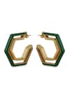 Shop_Varnika Arora_Gold Plated Devine Green Enamel Earrings _at_Aza_Fashions