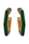 Varnika Arora_Gold Plated Devine Green Enamel Earrings _Online_at_Aza_Fashions