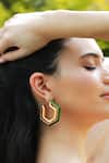 Shop_Varnika Arora_Gold Plated Devine Green Enamel Earrings _Online_at_Aza_Fashions