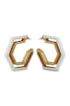 Shop_Varnika Arora_Gold Plated Devine White Enamel Earrings _at_Aza_Fashions