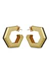 Shop_Varnika Arora_Gold Plated Helixa Black Enamel Hoops _at_Aza_Fashions