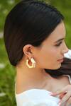 Varnika Arora_Gold Plated Helixa White Enamel Hoops _Online_at_Aza_Fashions