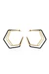 Shop_Varnika Arora_Gold Plated Small Trio Black Enamel Hoops _at_Aza_Fashions