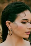 Buy_Varnika Arora_Gold Plated Small Trio Black Enamel Hoops _at_Aza_Fashions