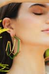 Buy_Varnika Arora_Gold Plated Xl Trio Green Enamel Hoops _Online_at_Aza_Fashions