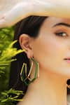 Shop_Varnika Arora_Gold Plated Xl Trio Green Enamel Hoops _Online_at_Aza_Fashions