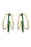 Varnika Arora_Gold Plated Xl Trio Green Enamel Hoops _at_Aza_Fashions