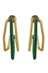 Varnika Arora_Gold Plated Small Trio Green Enamel Hoops _Online_at_Aza_Fashions