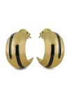 Shop_Varnika Arora_Gold Plated Luna Black Enamel Hoops _at_Aza_Fashions
