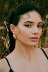 Shop_Varnika Arora_Gold Plated Luna Black Enamel Hoops _Online_at_Aza_Fashions