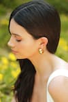 Buy_Varnika Arora_Gold Plated Luna Green Enamel Hoops _at_Aza_Fashions