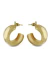 Shop_Varnika Arora_Gold Plated Luna White Enamel Hoops _at_Aza_Fashions