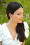 Buy_Varnika Arora_Gold Plated Luna White Enamel Hoops _Online_at_Aza_Fashions