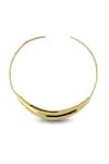 Shop_Varnika Arora_Gold Plated Aurelia Black Enamel Neckpiece _at_Aza_Fashions