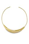 Shop_Varnika Arora_Gold Plated Aurelia White Enamel Neckpiece _at_Aza_Fashions