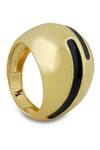 Shop_Varnika Arora_Gold Plated Black Enamel Ring _at_Aza_Fashions