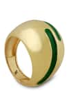 Shop_Varnika Arora_Gold Plated Verdora Green Enamel Ring _at_Aza_Fashions