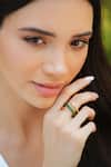 Buy_Varnika Arora_Gold Plated Twistie 2-way Green Enamel Ring _at_Aza_Fashions