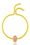 Shop_Isharya_Yellow Embroidery Ganesha Rakhi Bracelet  _at_Aza_Fashions