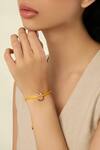 Buy_Isharya_Yellow Embroidery Ganesha Rakhi Bracelet  _at_Aza_Fashions