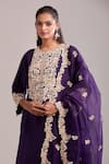 Shop_Prisho_Purple Embroidery Round Neck Dark Resham Kurta Set _Online_at_Aza_Fashions