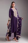Buy_Prisho_Purple Embroidery Round Neck Dark Resham Kurta Set _at_Aza_Fashions
