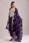 Prisho_Purple Embroidery Round Neck Dark Resham Kurta Set _at_Aza_Fashions