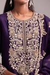 Shop_Prisho_Purple Embroidery Round Neck Dark Resham Kurta Set 